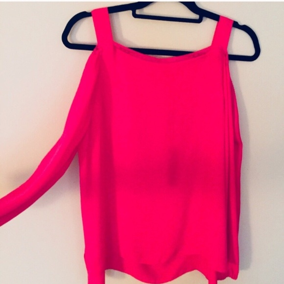 Elie Tahari Lindy Silk Blouse Pink Cold Shoulder - Picture 5 of 8